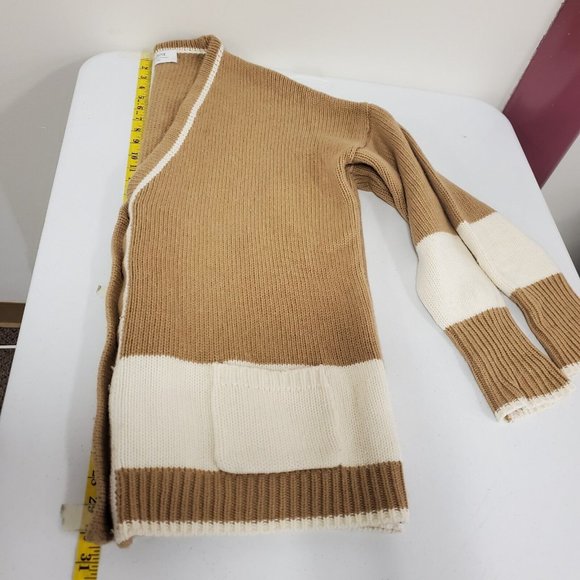 La Ligne Womens Wool Cashmere Button Front Sweater Size L Tan Pockets V Neck - Picture 8 of 10